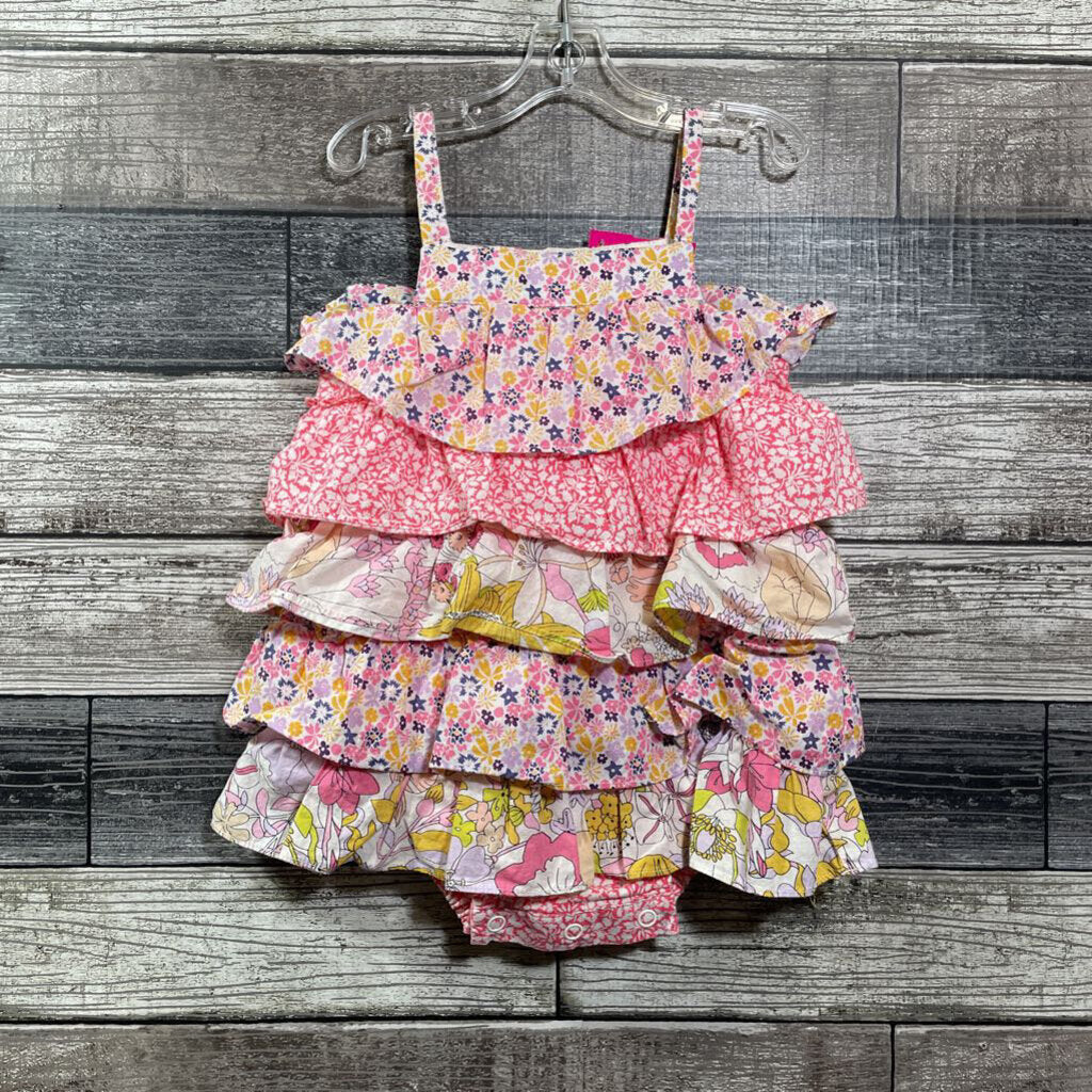 LIBERTY OF LONDON RUFFLED SLEEVELESS SHORTIE ROMPER 18 MO