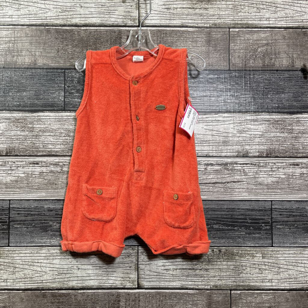 RIFFLE TERRY CLOTH SLEEVELESS SHORT ROMPER 3-6 MO
