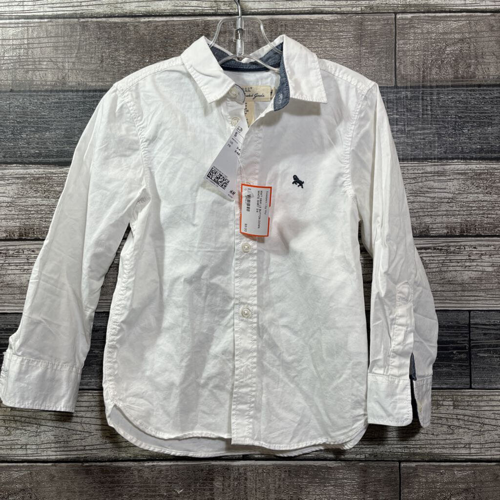 NWT H&M LS BUTTON DOWN WHITE SHIRT 3/4