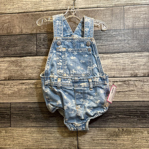 OLD NAVY FLORAL DENIM BUBBLE SHORTALLS 18-24 MO