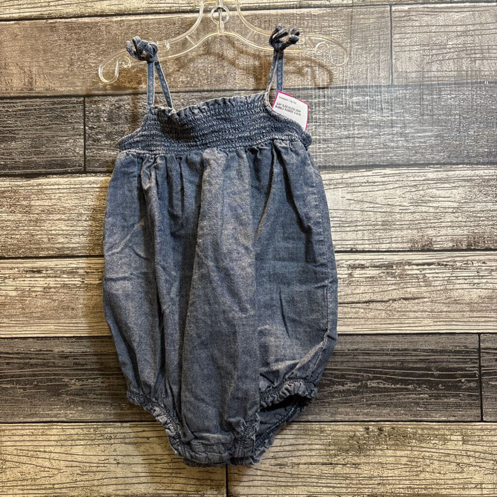 GAP SLEEVELESS DENIM BUBBLE ROMPER 12-18 MO