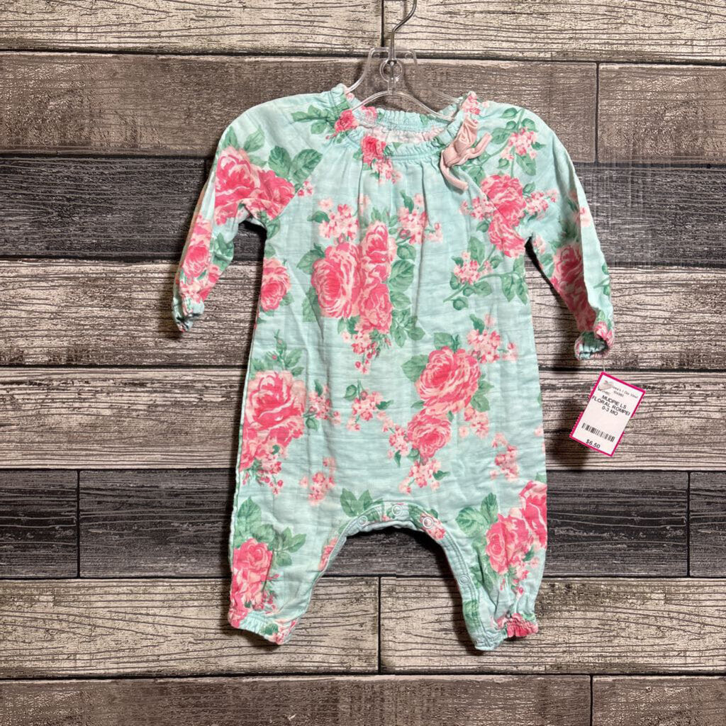 MUDPIE LS FLORAL ROMPER 0-3 MO