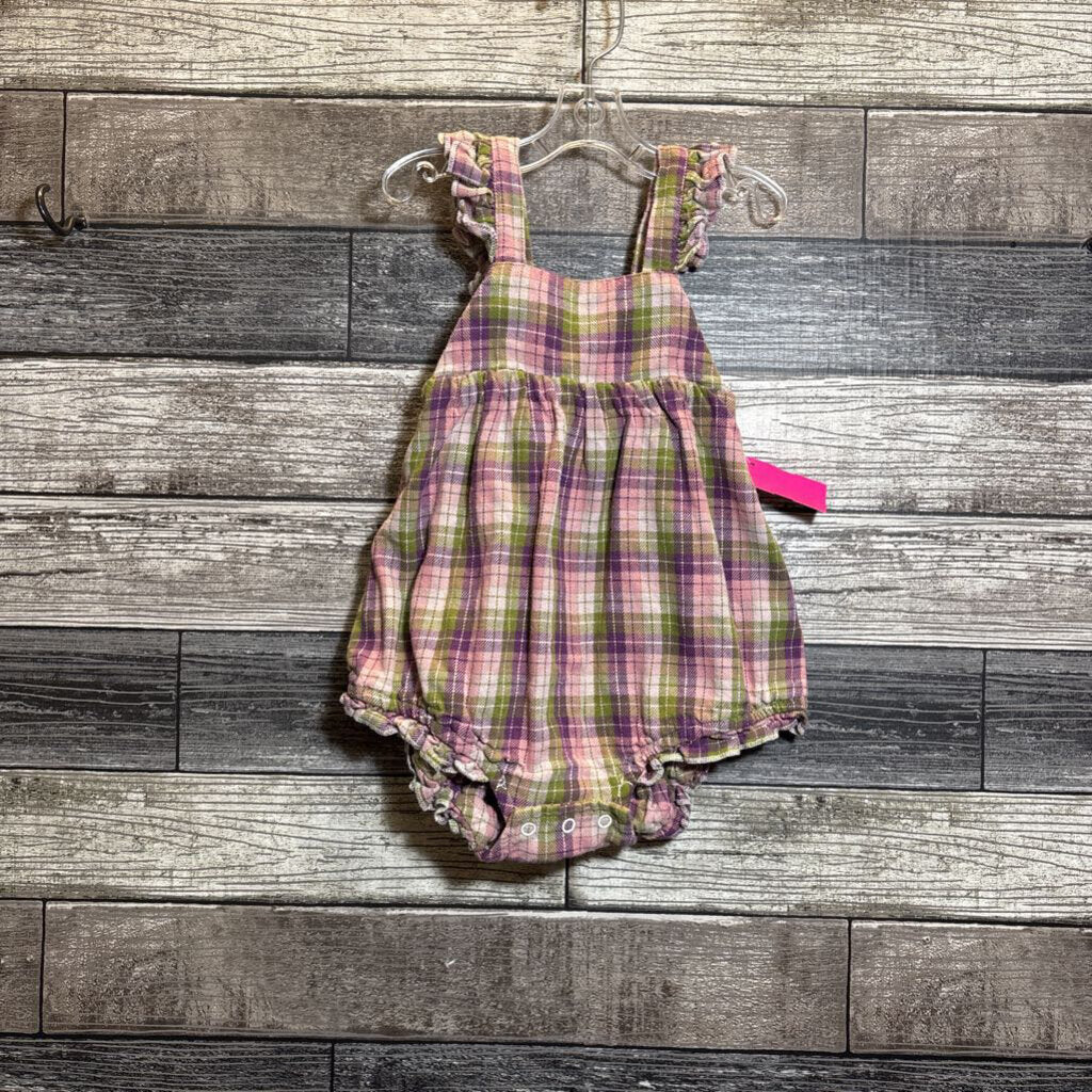 MAISON ME TANK PLAID BUBBLE ROMPER 18-24 MO