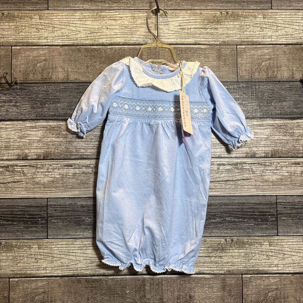 NWT SMOCKING BIRD LS GOWN NEWBORN