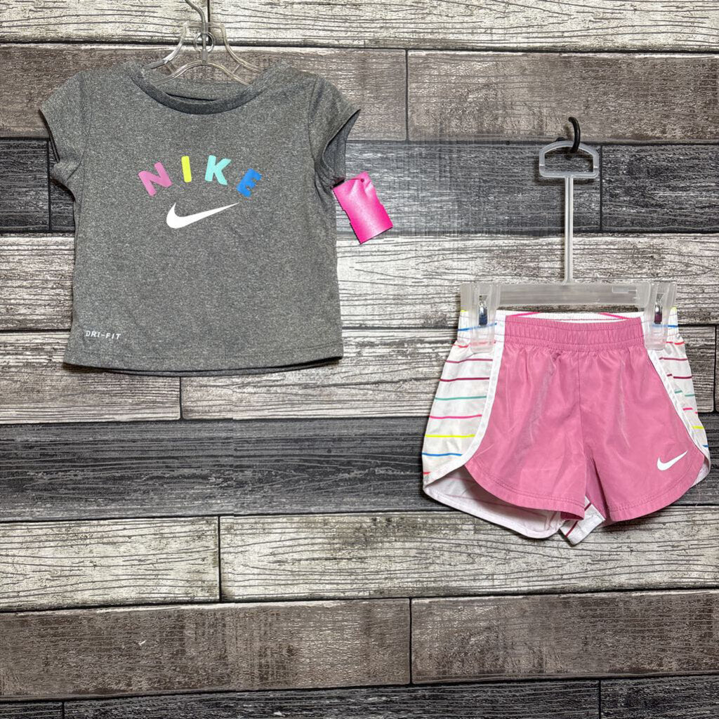 NIKE 2PC DRI FIT SS T-SHIRT + SHORTS 12MO