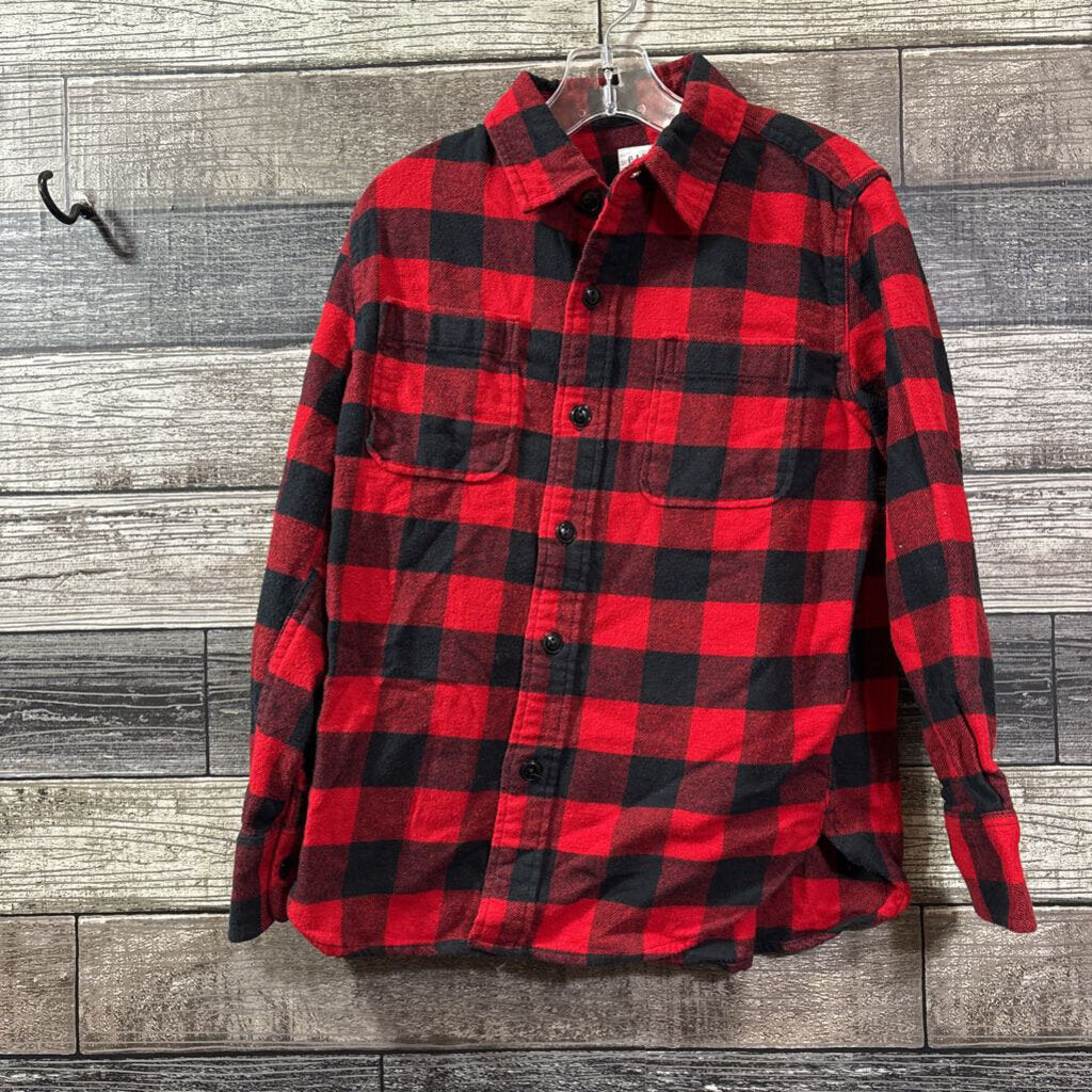 GAP FLANNEL LS BUTTON DOWN SHIRT 6/7