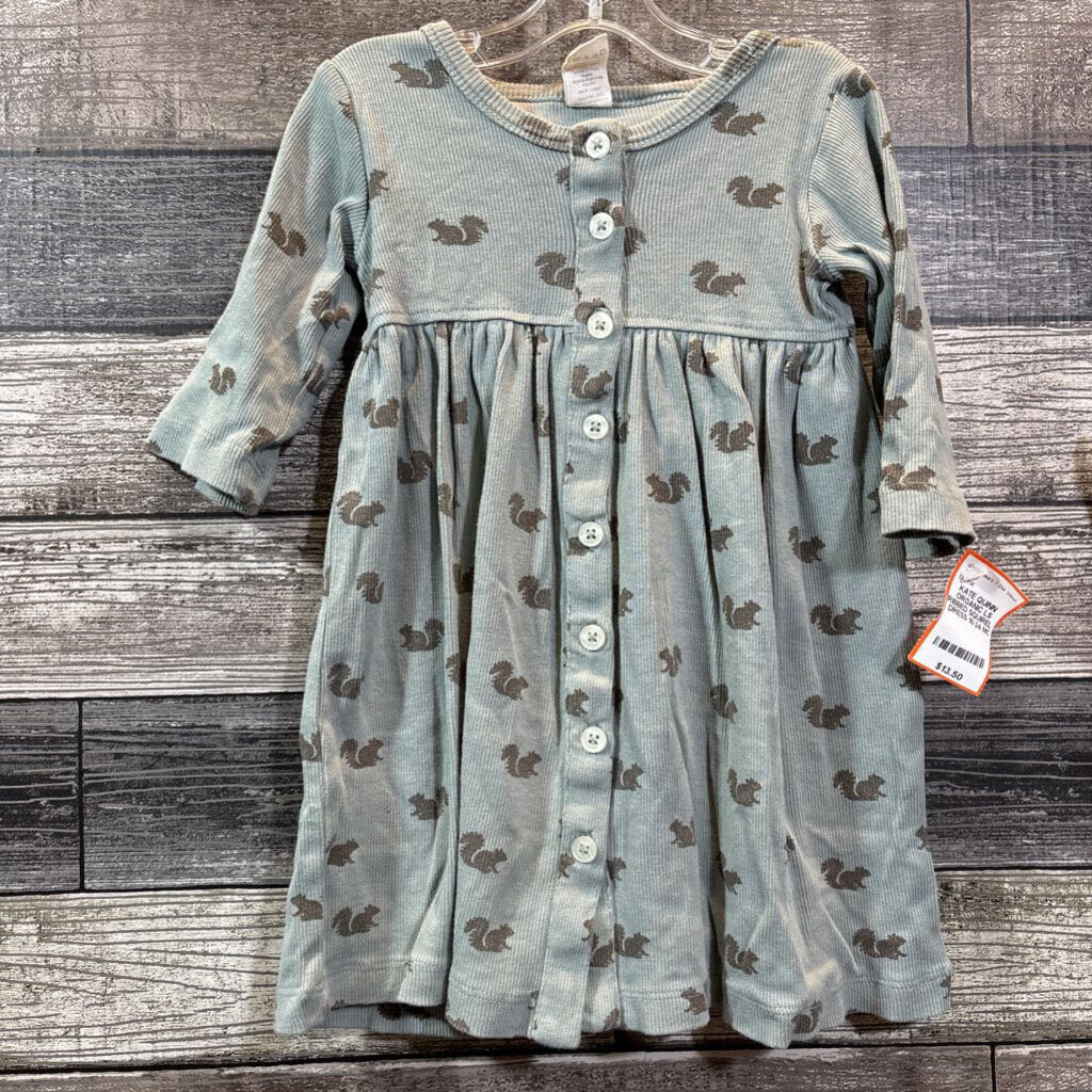 KATE QUINN ORGANIC LS RIBBED SQUIRELL DRESS 18-24 MO