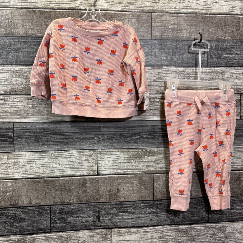 HANNA 2PC LS RIBBED PRINTED SHIRT + PANTS 75 / 12-18 MO