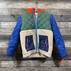 MINI BODEN BORG MULTI COLOR QUILTED SHERPA JACKET 11/12