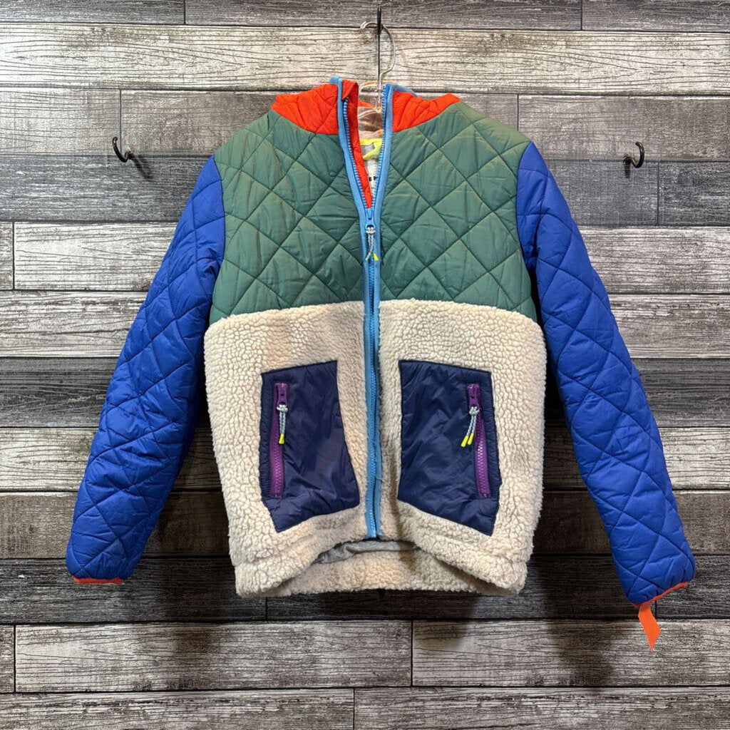 MINI BODEN BORG MULTI COLOR QUILTED SHERPA JACKET 11/12