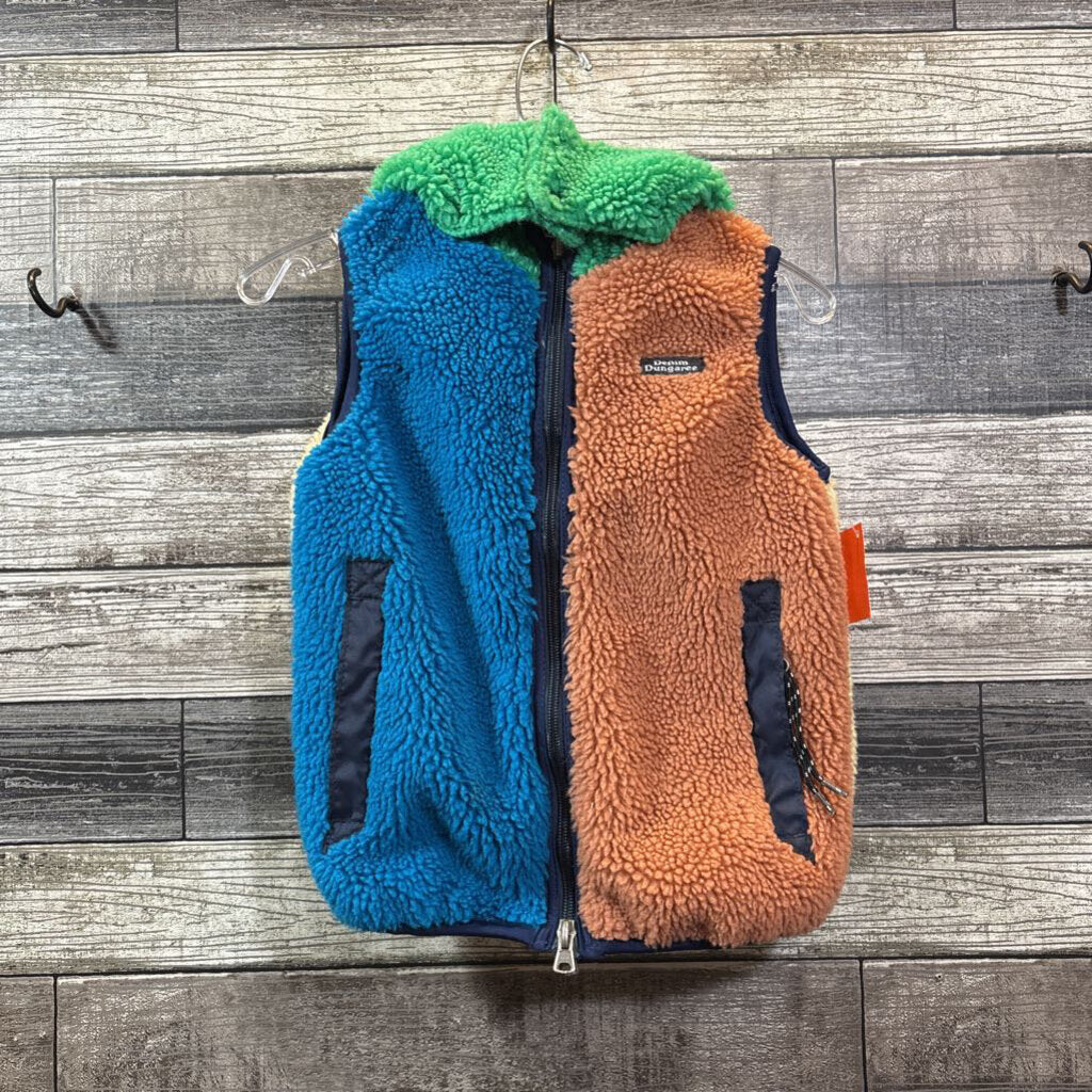 DENIM DUNGAREE REVERSIBLE SHERPA VEST 6/7