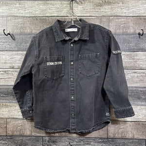 ZARA BLACK DENIM SNAP FRONT SHIRT 8