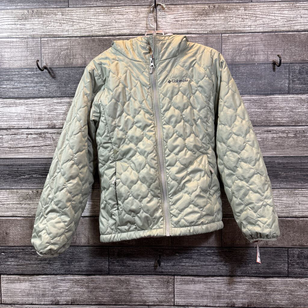 COLUMBIA FLUFFY FLEECE LINED HOODED QUILTED NYLON JACKET 7/8