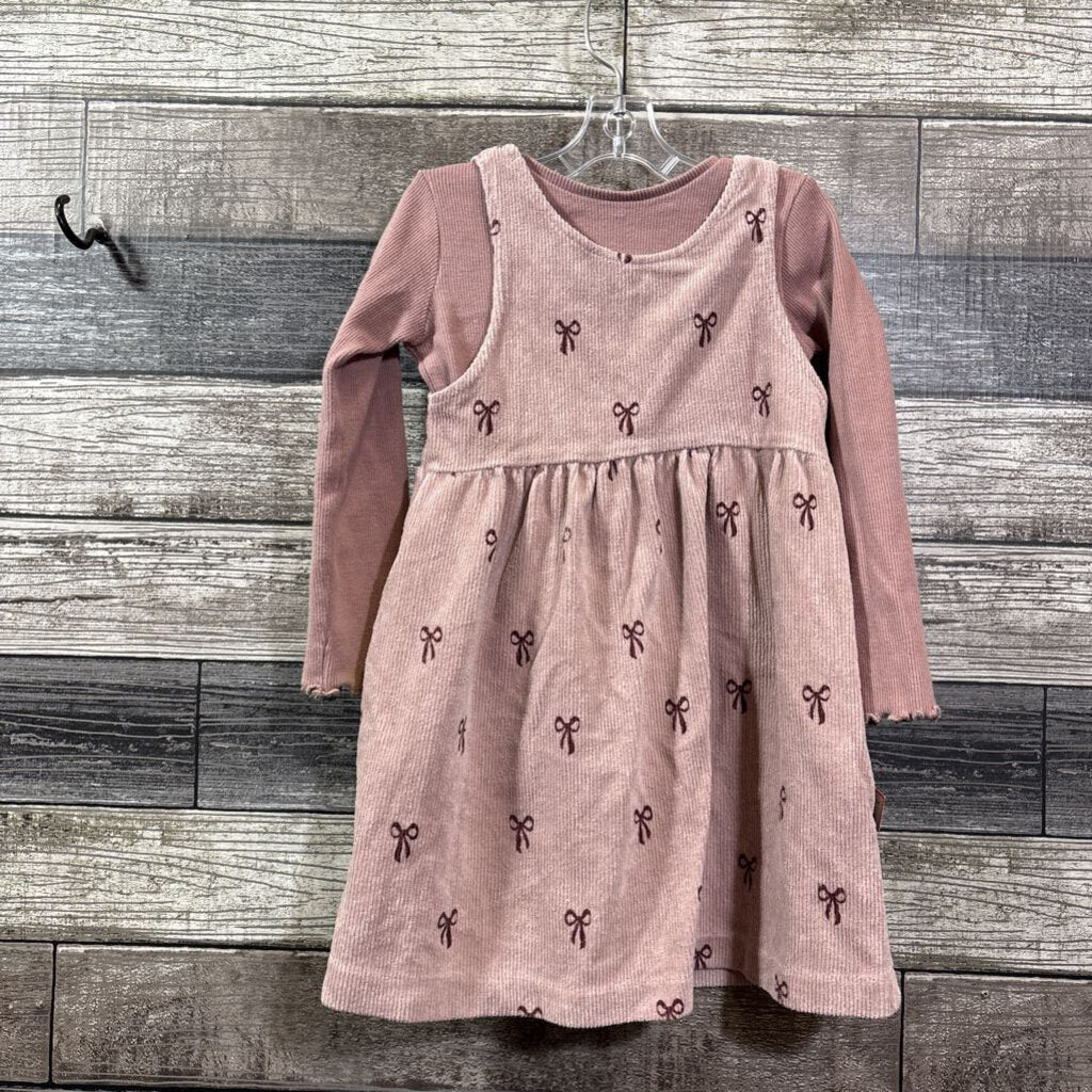 ZARA 2PC LS RIBBED SHIRT + JUMPER DRESS 3