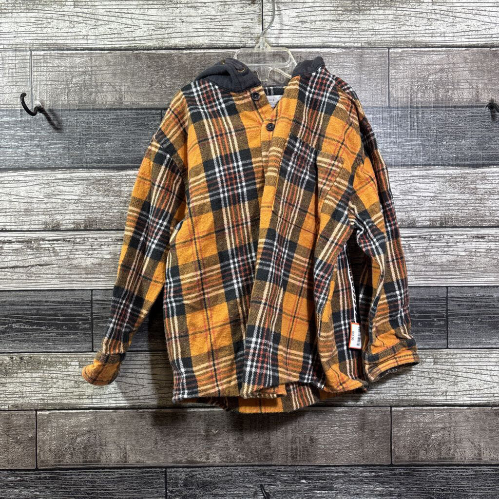ZARA HOODED LS BUTTON DOWN FLANNEL SHIRT 6