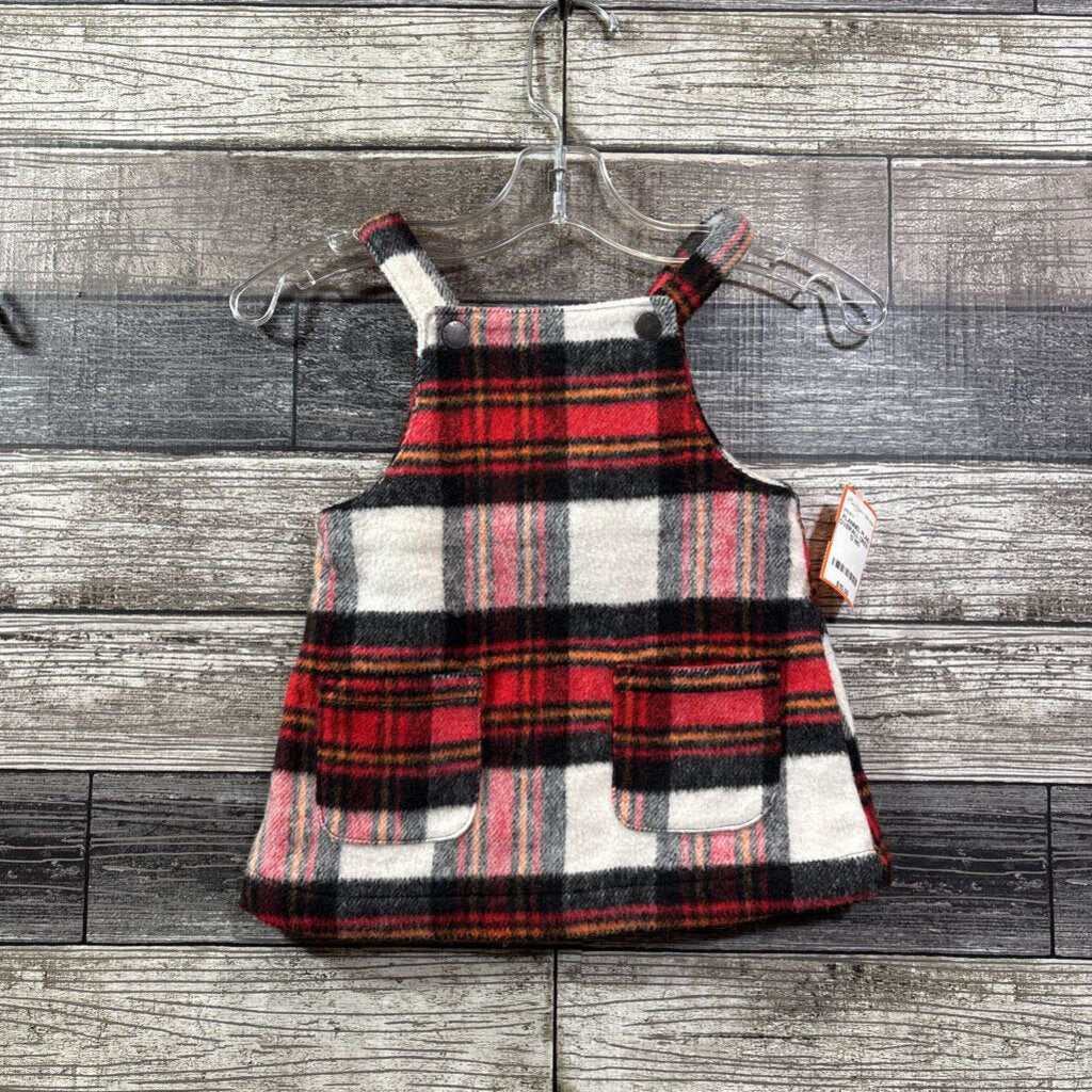 FLANNEL PLAID OVERALL DRESS 12 MO