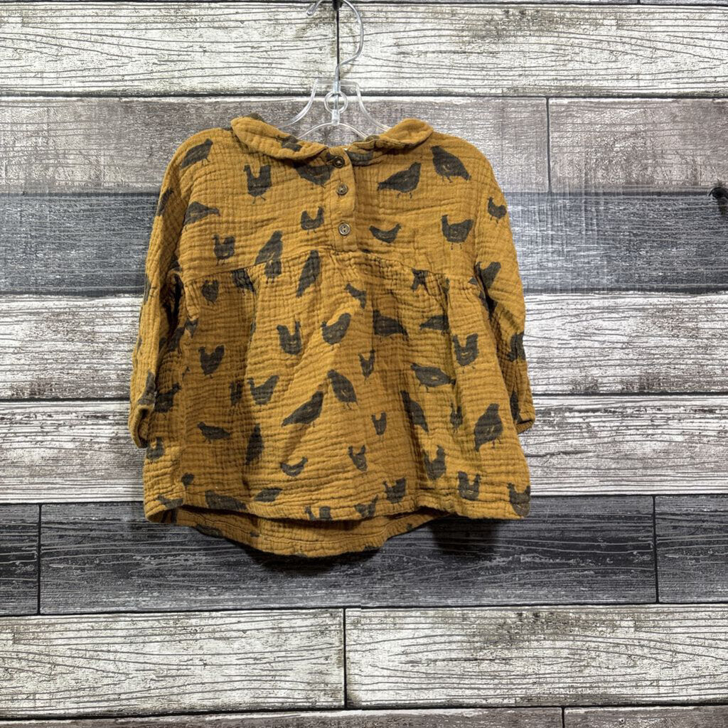 PLAY UP ORGANIC COTTON LS DRESS 12 MO