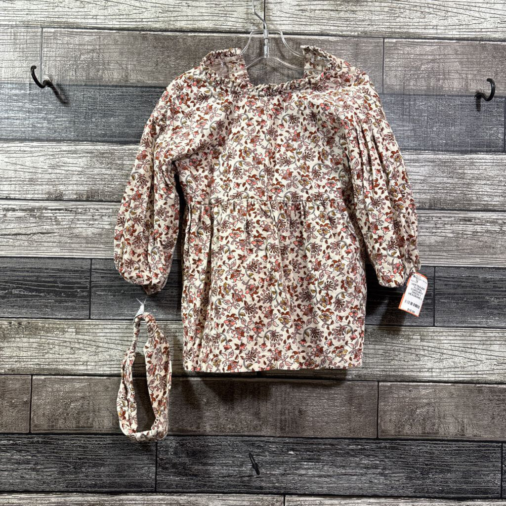 VERTBAUDET FLORAL CORDUROY DRESS + HEADBAND 2