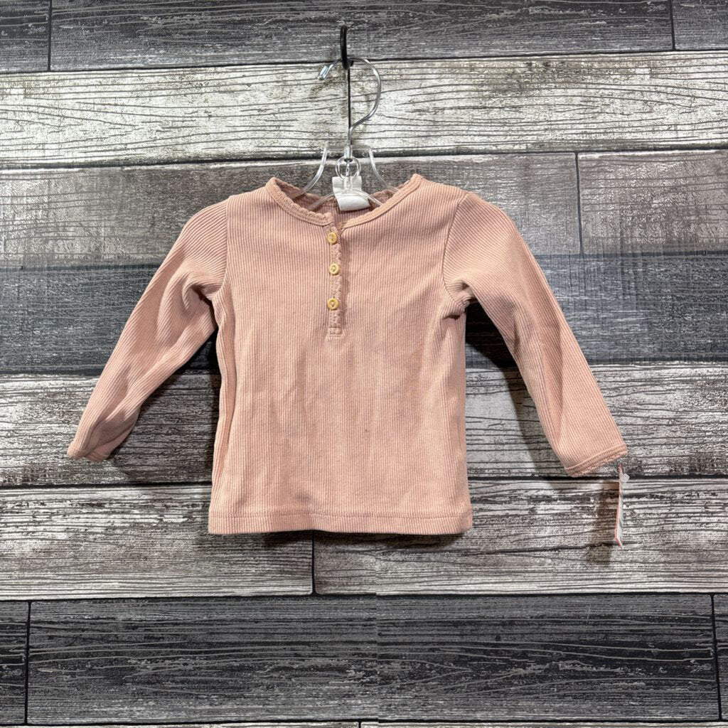 H&M ORGANIC LS RIBBED HENELY SHIRT 3-6 MO