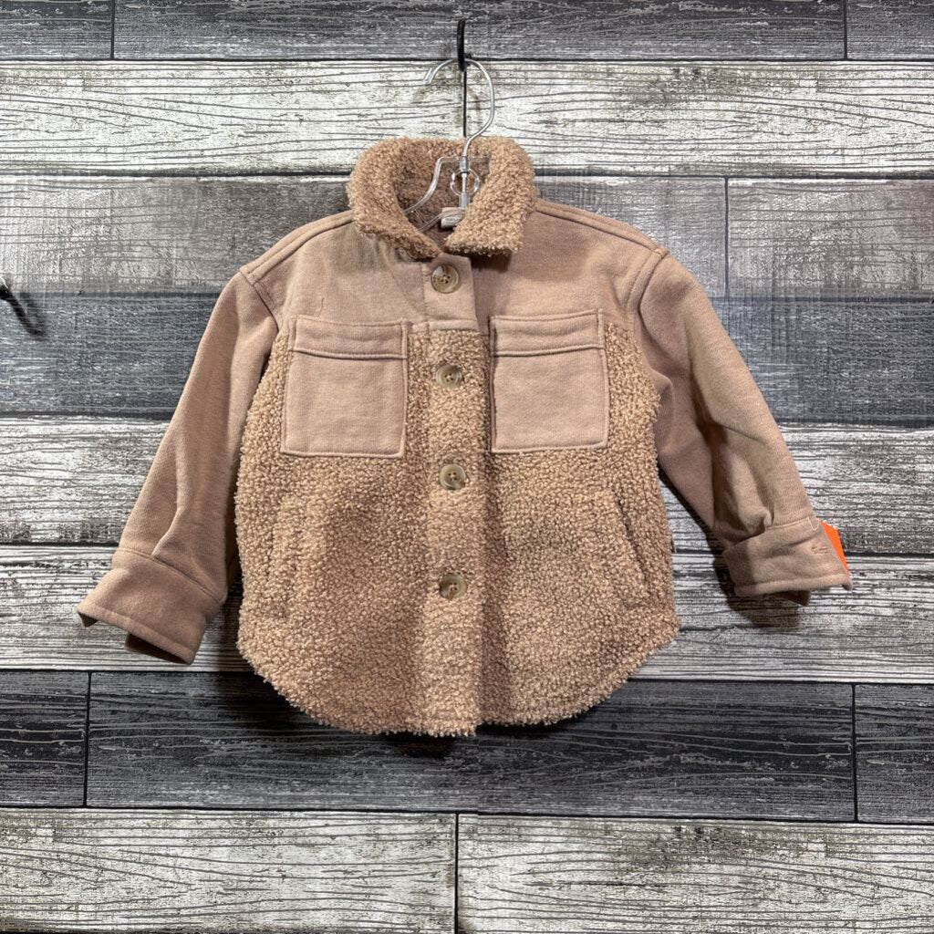 GOUMI SHERPA KNIT BUTTON UP OVER SHIRT 6-12 MO