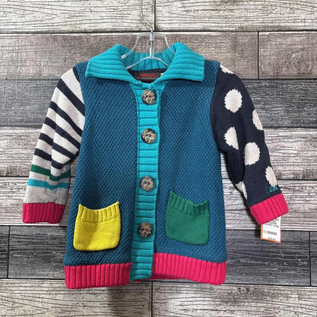 CATIMINI FLEECE LINED HOODED SWEATER JACKET 12 MO