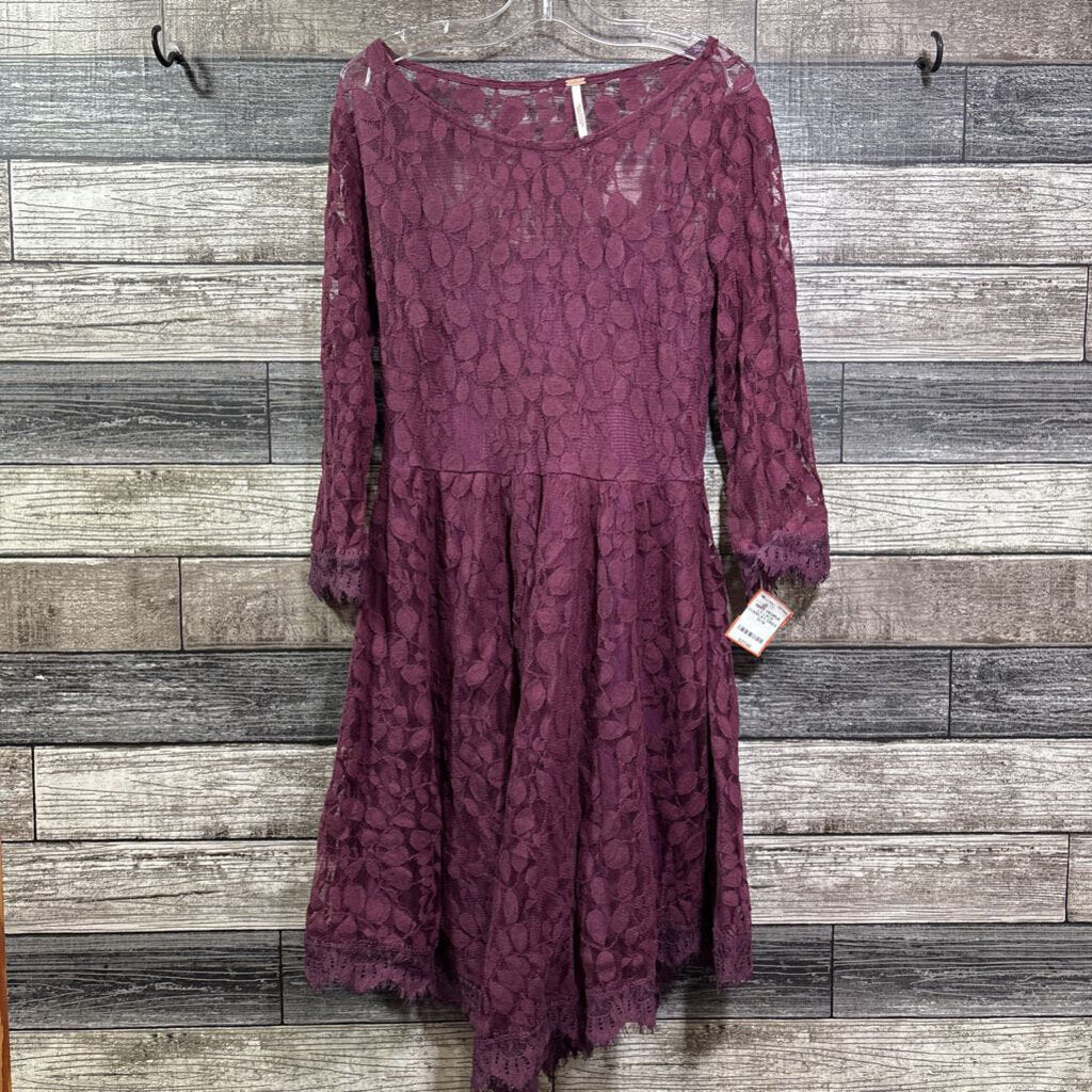 FREE PEOPLE LS LACE OVERLAY DRESS 12/14