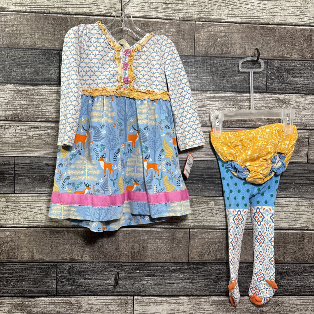 MATILDA JANE 3PC LS DRESS + BLOOMERS + TIGHTS 18-24 MO