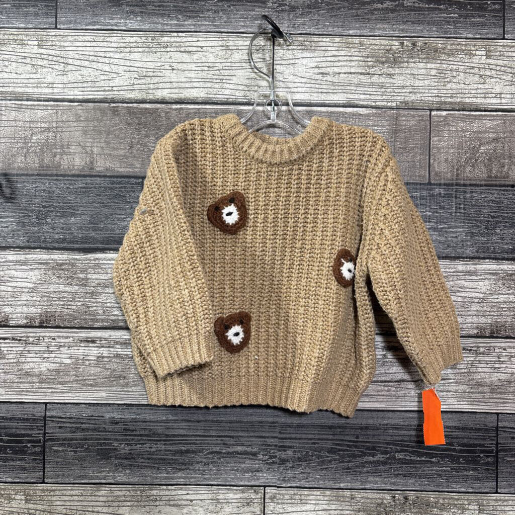 ZARA EMBROIDERED BEAR CABLE KNIT SWEATER 12-18 MO