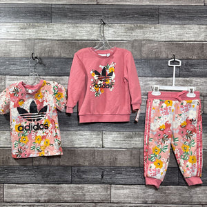 ADIDAS 3PC FLORAL SWEAT SET 18 MO