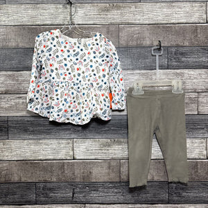 GYMBOREE LS WOVN SHIRT + LEGGING 12-18 MO