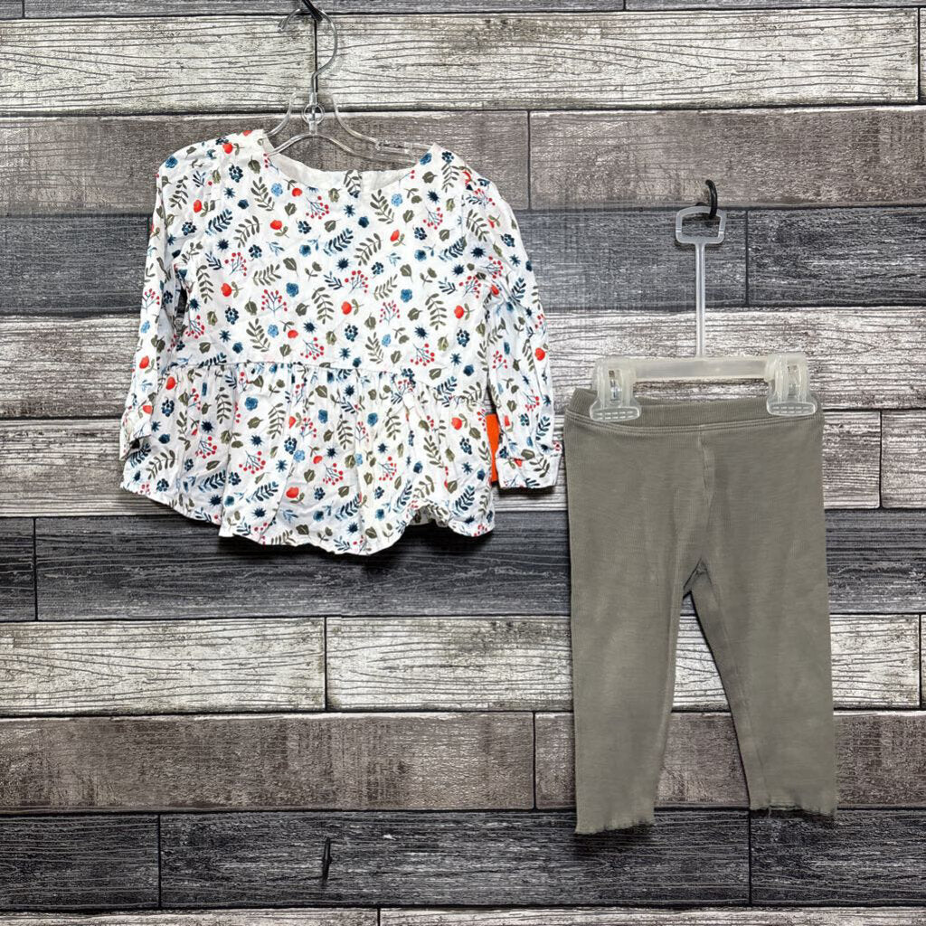 GYMBOREE LS WOVN SHIRT + LEGGING 12-18 MO