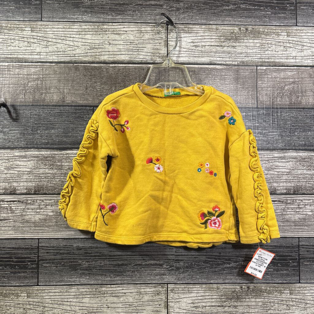 BENETTON FLORAL EMBROIDERED COTTON SWEATSHIRT 18-24 MO