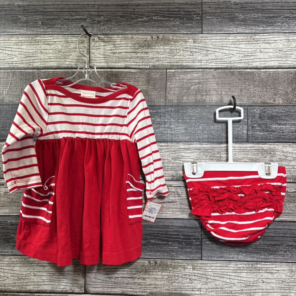 HANNA ORGANIC 2PC LS DRESS + BLOOMERS 75 /12 -18 MO