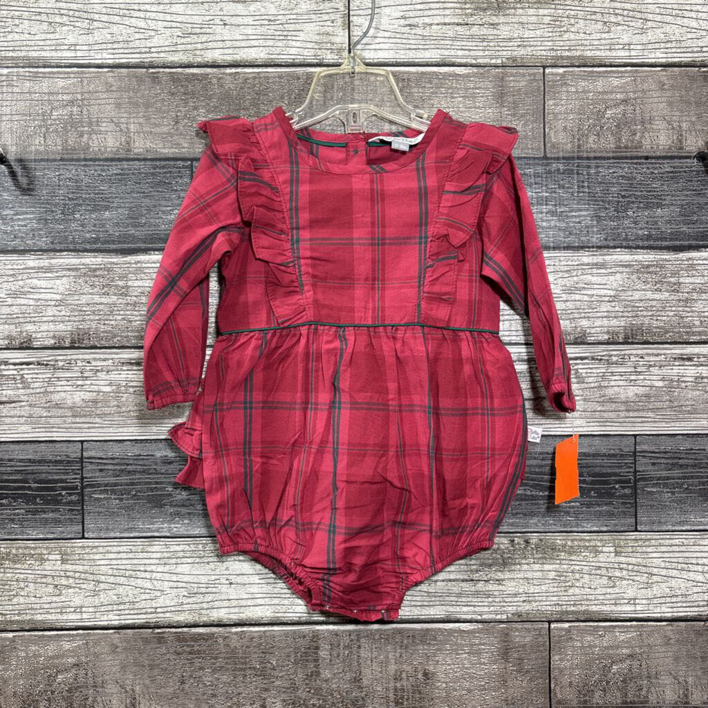 RUFFLE BUTTS LS WOVEN SHORTIE ROMPER 12-18 MO