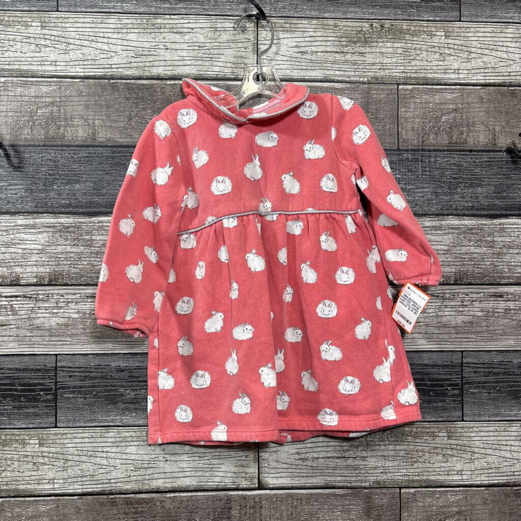 MINI BODEN LS PRINTED JERSEY KNIT COLLARED DRESS 12-18 MO