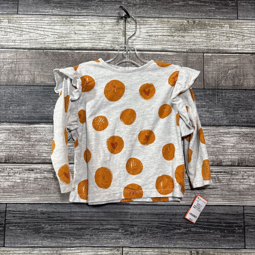 ZARA LS RUFFLE SHOULDER T-SHIRT 12-18 MO