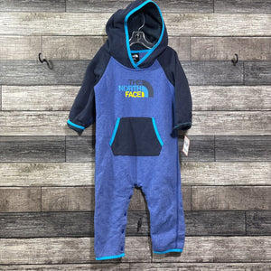 NORTH FACE HOODED JERSEY KNIT ROMPER 12-18 MO