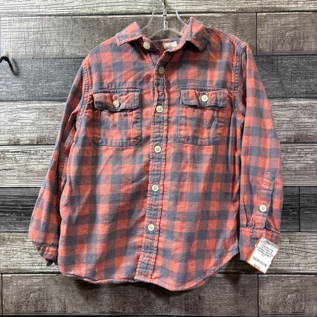 CREWCUTS COTTON LS FLANNEL BUTTON DOWN SHIRT 6/7