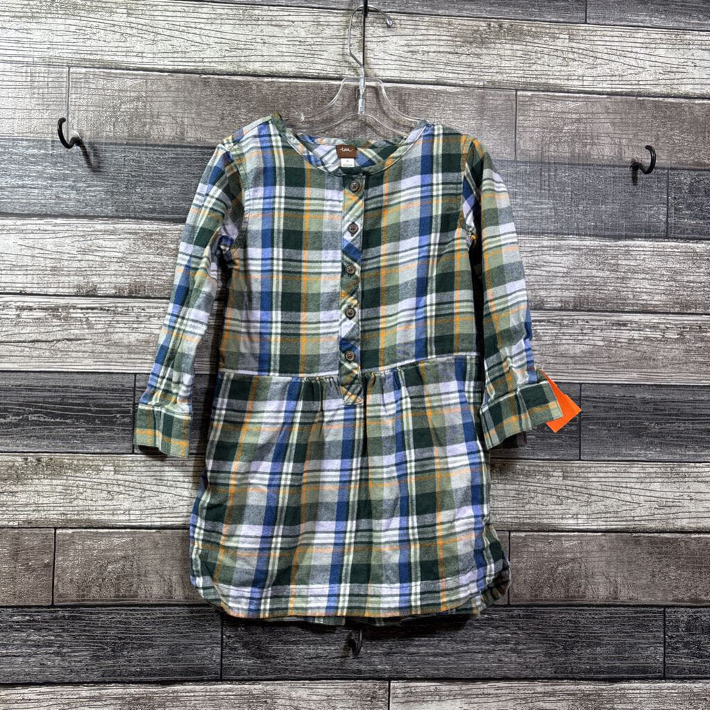 TEA LS COTTON FLANNEL PLAID DRESS 4