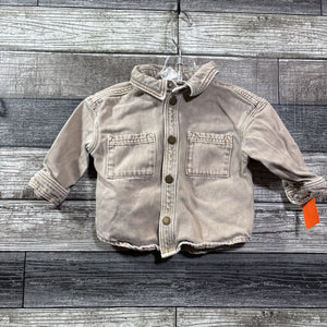 H&M SNAP WOVEN COTTON LS SHIRT 6-12 MO