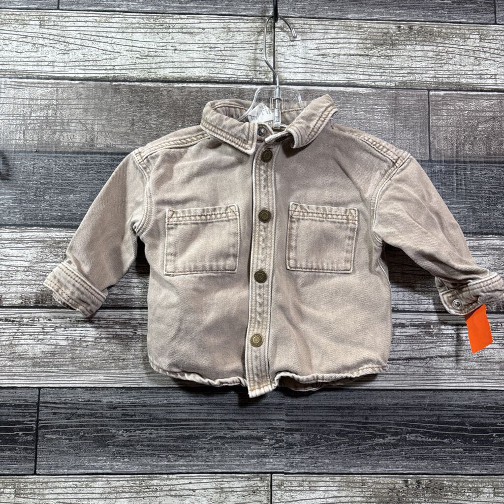 H&M SNAP WOVEN COTTON LS SHIRT 6-12 MO