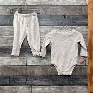 GAP 2PC LS BODYSUIT + PANTS 6-12 MO