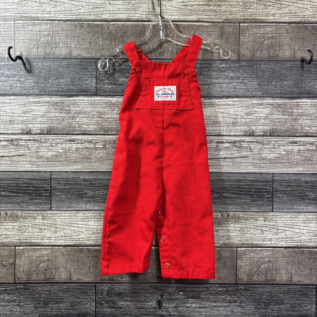 VINTAGE HEALTH-TEX RED OVERALLS 3-6 MO