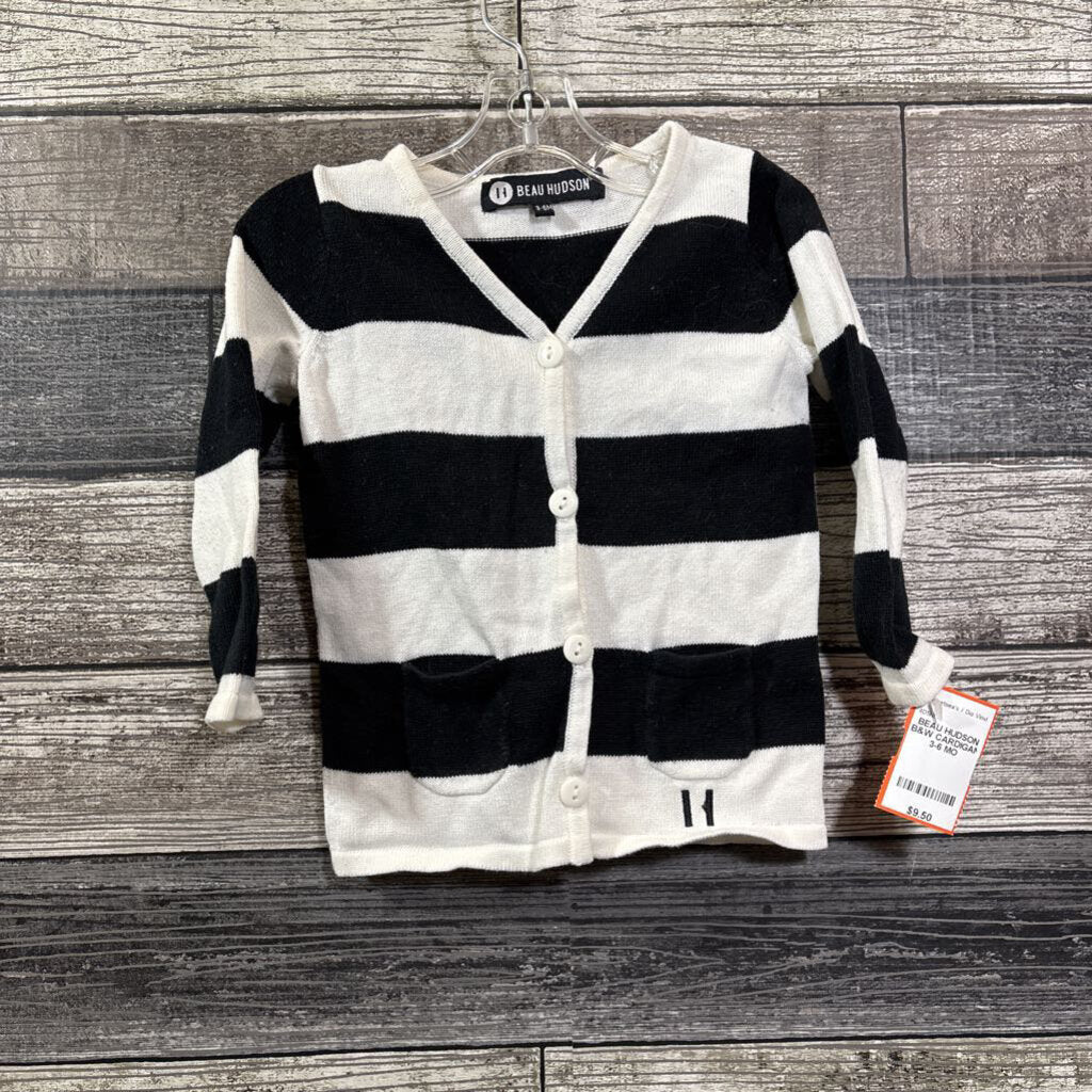 BEAU HUDSON B&W CARDIGAN 3-6 MO