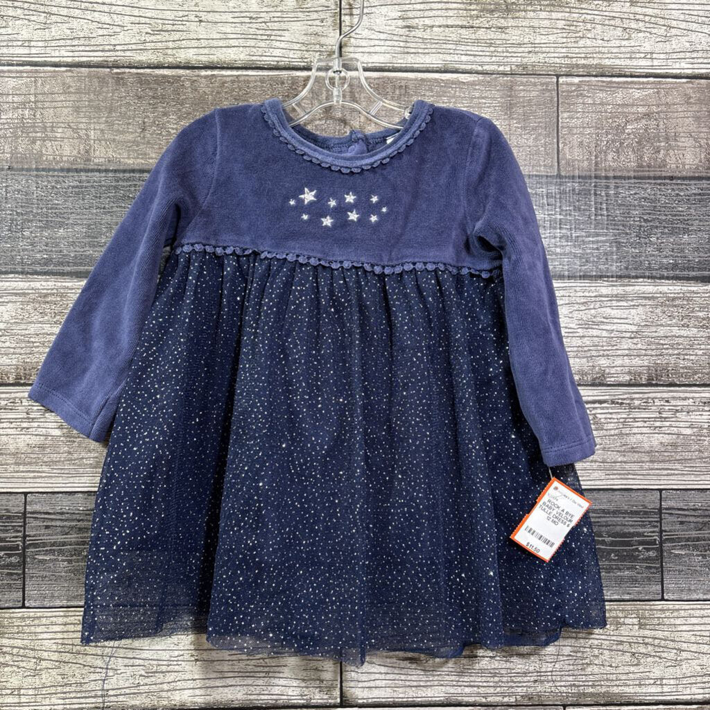 ROCK A BYE BABY VELOUR TULLE DRESS 6-12 MO