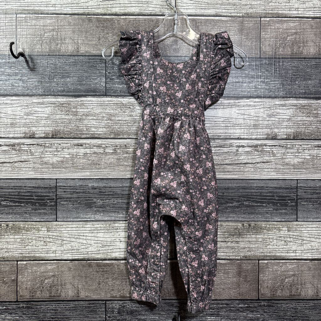 JAMIE KAY FLORAL CORDUROY OVERALLS 3-6 MO