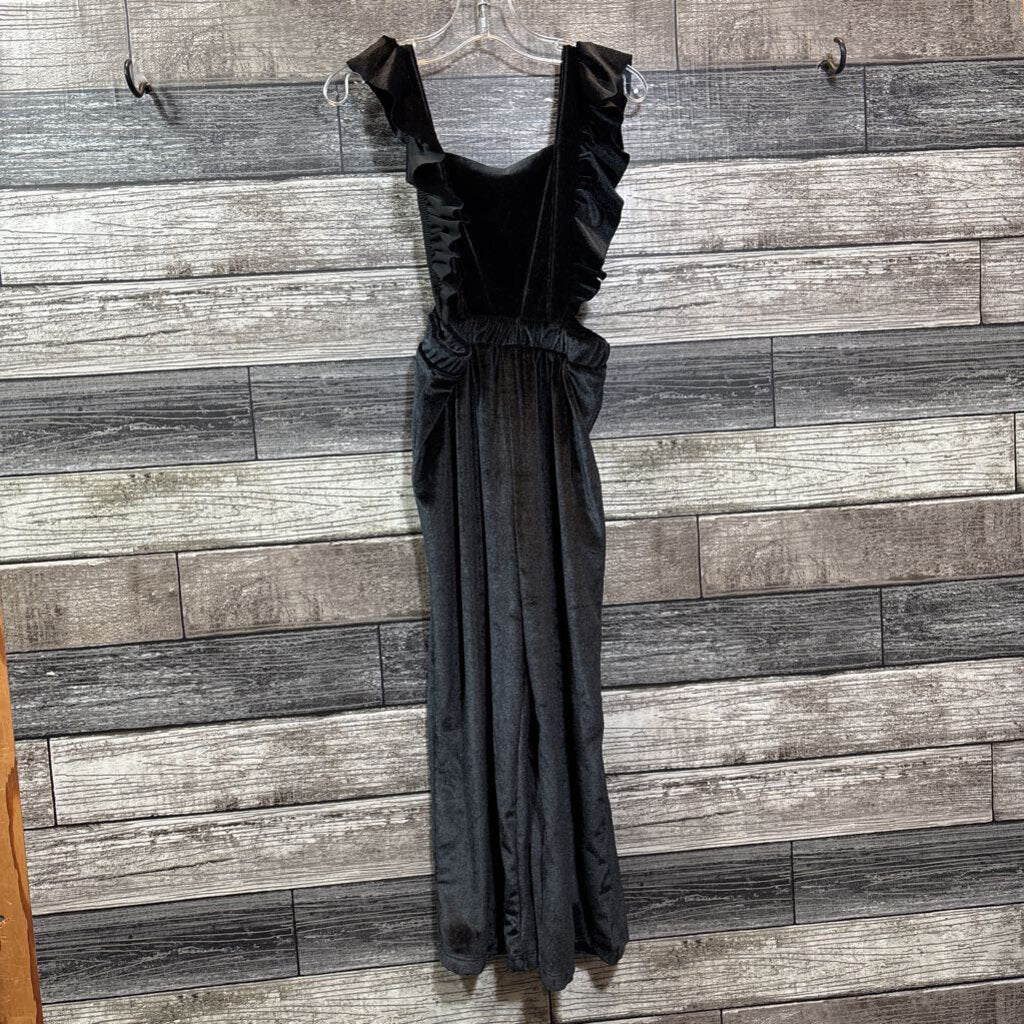 NWT ZARA VELVET RUFFLE CUT OUT JUMPSUIT 4/5