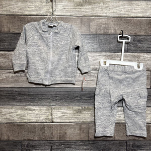 PETIT BATEAU 2PC COTTON ZIP JACKET + PANTS 12 MO