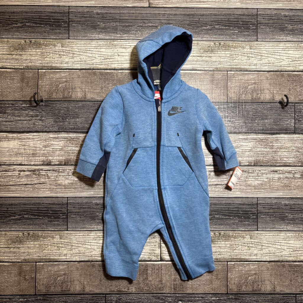 NIKE TECH FLEECE HOODED ROMPER 6-9 MO