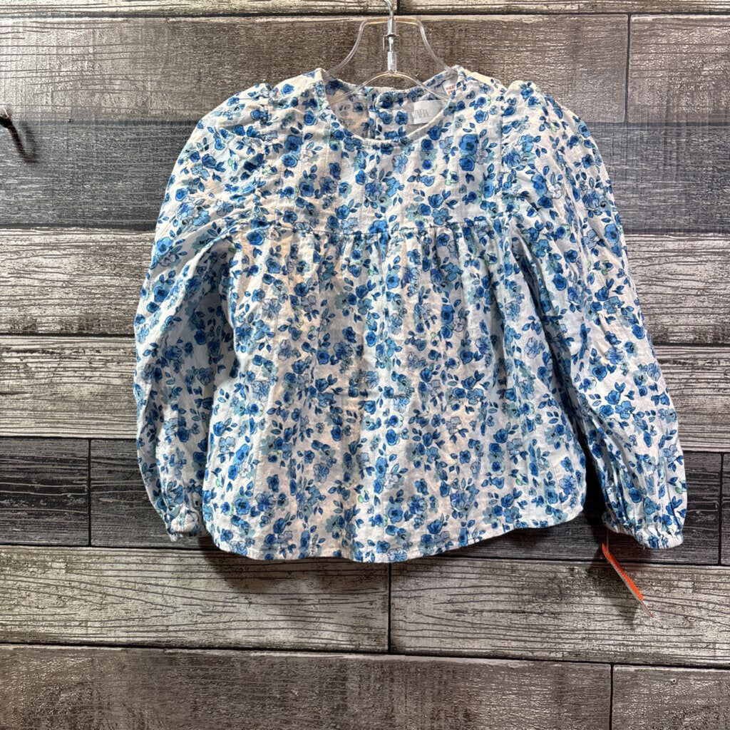 ZARA LS WOVEN COTTON FLORAL SHIRT 3/4